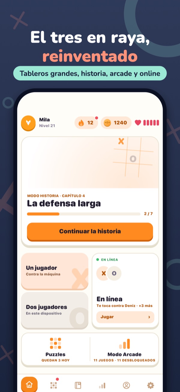 El tres en raya, reinventado — Tableros grandes, historia, arcade y online