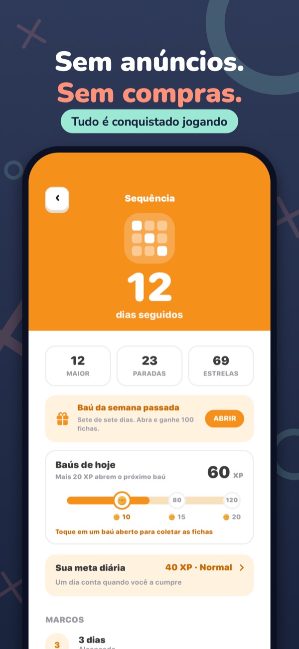 Sem anúncios. Sem compras. — Tudo é conquistado jogando