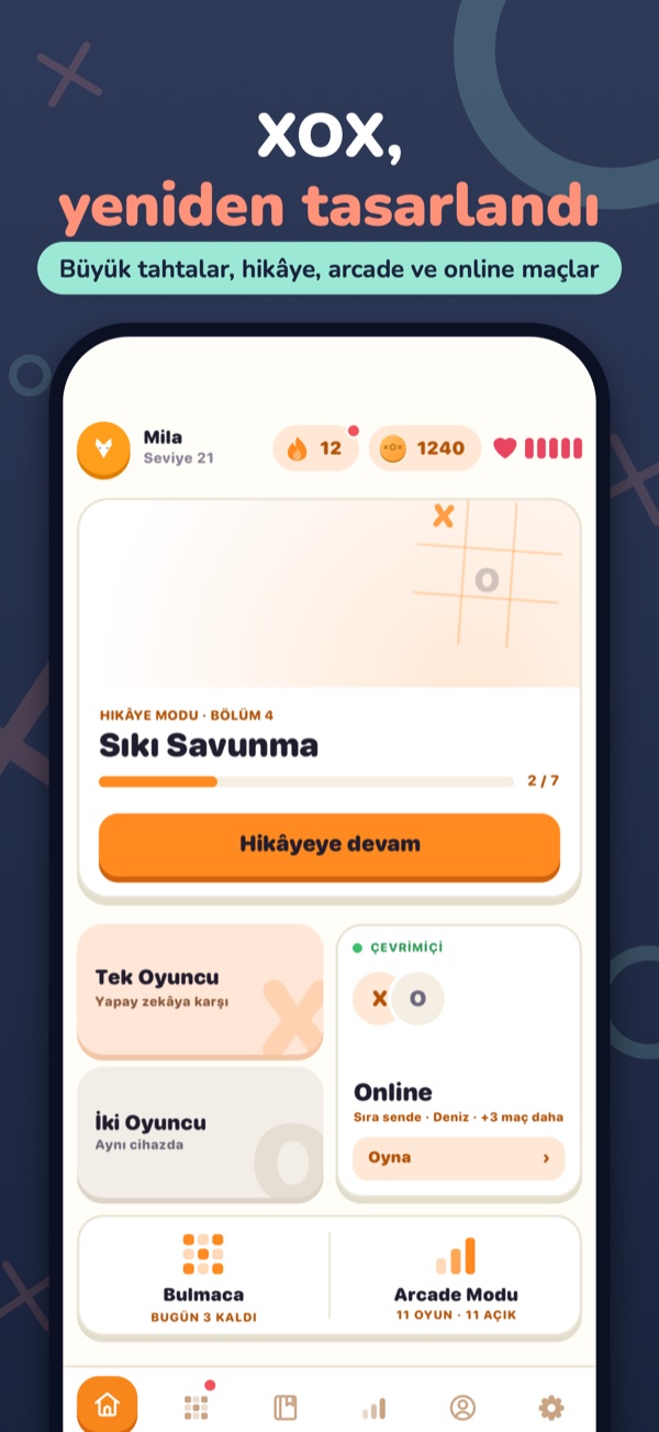 XOX, yeniden tasarlandı — Büyük tahtalar, hikâye, arcade ve online maçlar
