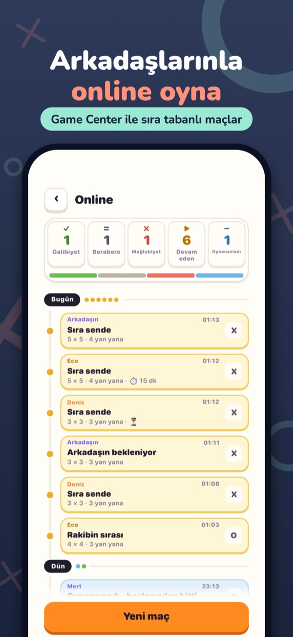 Arkadaşlarınla online oyna — Game Center ile sıra tabanlı maçlar