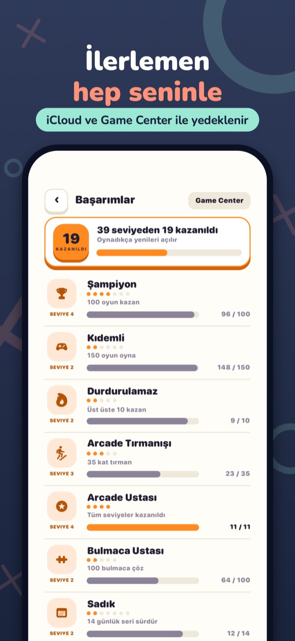 İlerlemen hep seninle — iCloud ve Game Center ile yedeklenir
